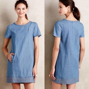 Anthropologie Blue Short Sleeve Dress